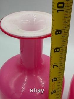 Vintage LSA International Pink Glass Vases Pair Mid Century Modern Art Glass 9