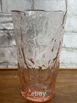 Vintage Large Driftwood Glass Pink Tea Room Vase Depression Art Deco 9