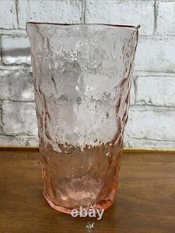 Vintage Large Driftwood Glass Pink Tea Room Vase Depression Art Deco 9