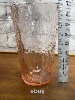 Vintage Large Driftwood Glass Pink Tea Room Vase Depression Art Deco 9