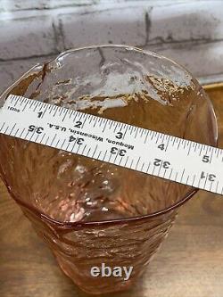 Vintage Large Driftwood Glass Pink Tea Room Vase Depression Art Deco 9