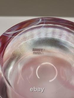 Vintage Large Kosta Boda Tempera Pink Anna Ehrner Art Glass Bowl Signed & Label