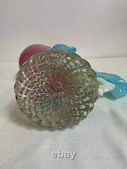 Vintage Large Murano Art Glass Rooster 16 Inches Tall Pink/Blue Italian Glass