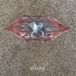 Vintage Large Murano Sommerso Pink Glass Lips Bowl Ex Large 49cm 19wide
