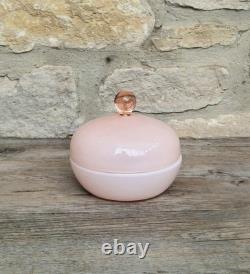Vintage Large Opaline Pink Glass Lidded Powder Box Trinket Dish Art Deco Decor Vintage Large Opaline Pink Glass Lidded Powder Box Trinket Dish Art Deco Decor