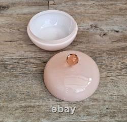 Vintage Large Opaline Pink Glass Lidded Powder Box Trinket Dish Art Deco Decor