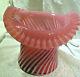 Vintage Large Pink Ruffled Edge Cranberry and white Spiral Optic Swirl Top Hat