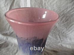 Vintage Large Vasart Pink & Blue Art Glass Vase Signed to Base