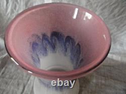 Vintage Large Vasart Pink & Blue Art Glass Vase Signed to Base