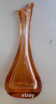 Vintage MURANO ART GLASS PEACH PINK DIAMOND BASE VASE- 12'' Tall Weight 2kg