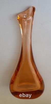 Vintage MURANO ART GLASS PEACH PINK DIAMOND BASE VASE- 12'' Tall Weight 2kg