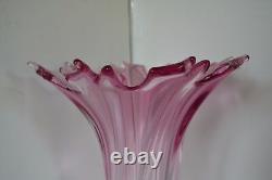 Vintage MURANO Art Glass Huge Amber Vase FORMIA Pink