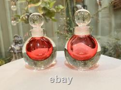 Vintage MURANO Perfume Bottle PINK Art Glass Italy Sommerso 2 Avail Att Onesto