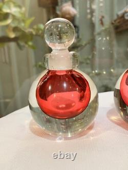 Vintage MURANO Perfume Bottle PINK Art Glass Italy Sommerso 2 Avail Att Onesto