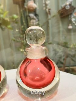 Vintage MURANO Perfume Bottle PINK Art Glass Italy Sommerso 2 Avail Att Onesto