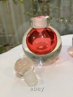 Vintage MURANO Perfume Bottle PINK Art Glass Italy Sommerso 2 Avail Att Onesto