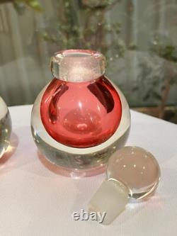 Vintage MURANO Perfume Bottle PINK Art Glass Italy Sommerso 2 Avail Att Onesto