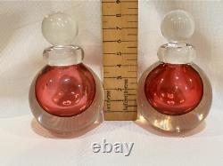 Vintage MURANO Perfume Bottle PINK Art Glass Italy Sommerso 2 Avail Att Onesto
