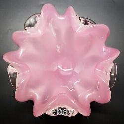 Vintage MURANO Pink Alabastro Glass Art Glass Bowl Pink White Clear Italian VGC