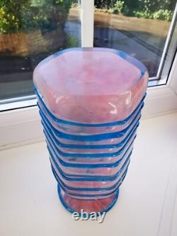 Vintage Maltese Mdina Mottled Pink & Blue Trail Art Glass Decanter/Bottle C1970s