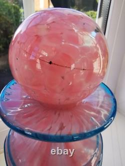 Vintage Maltese Mdina Mottled Pink & Blue Trail Art Glass Decanter/Bottle C1970s