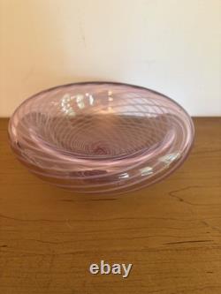 Vintage Mezza Filigrana Pink Art Glass Bowl White Swirls Likely Jody Fine