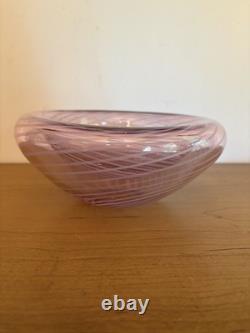 Vintage Mezza Filigrana Pink Art Glass Bowl White Swirls Likely Jody Fine