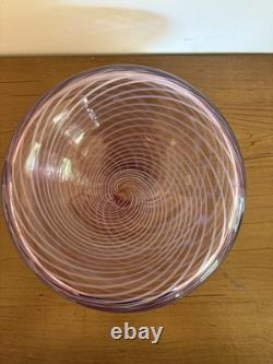 Vintage Mezza Filigrana Pink Art Glass Bowl White Swirls Likely Jody Fine