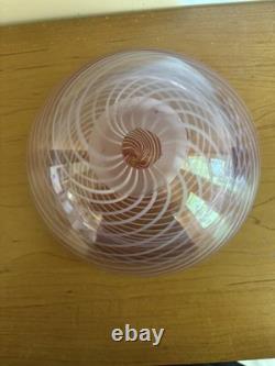 Vintage Mezza Filigrana Pink Art Glass Bowl White Swirls Likely Jody Fine