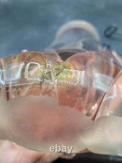 Vintage Michael Shearer Art Glass Vase Iridescent Pink Hand Blown Signed 9 1/4