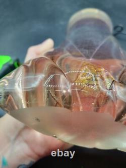 Vintage Michael Shearer Art Glass Vase Iridescent Pink Hand Blown Signed 9 1/4
