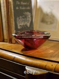 Vintage Mid Century 1960s Murano Tri-point Sommerso Art Glass Uranium Geode Bowl