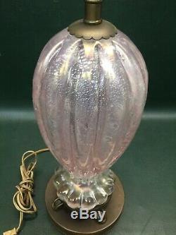 Vintage Mid Century Barovier & Toso Pink Controlled Bubble Murano Art Glass Lamp