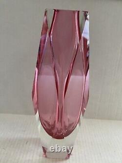 Vintage Mid Century Mandruzzato Murano Sommerso Faceted Pink Art Glass Vase