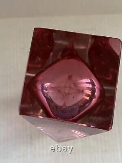 Vintage Mid Century Mandruzzato Murano Sommerso Faceted Pink Art Glass Vase