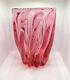 Vintage Moser Royalit Rare Earth Pink Hand Blown Art Glass Vase 8