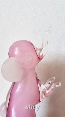 Vintage Murano Alabastro Pink Elephant Collectable Art Glass Mid-century Mcm
