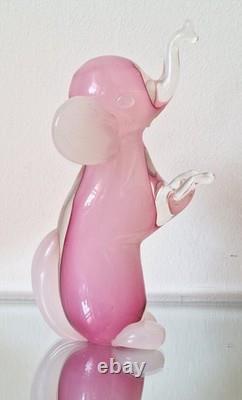 Vintage Murano Alabastro Pink Elephant Collectable Art Glass Mid-century Mcm
