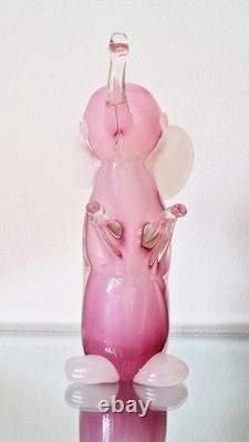 Vintage Murano Alabastro Pink Elephant Collectable Art Glass Mid-century Mcm