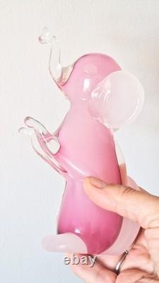 Vintage Murano Alabastro Pink Elephant Collectable Art Glass Mid-century Mcm