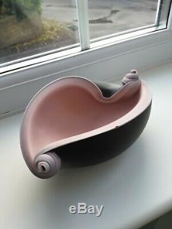 Vintage Murano Alfredo Barbini Pink & Black Shell Form Art Glass Bowl C1950's
