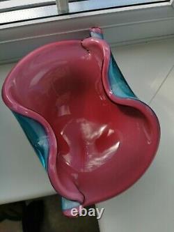 Vintage Murano Alfredo Barbini Pink & Blue Shell Form Art Glass Bowl C1960's