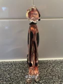 Vintage Murano Archimede Seguso Art Murano Glass Cat pink