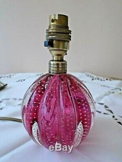 Vintage Murano Archimede Seguso Bullicante Bubble Glass Lamp Base Rare Rose Pink