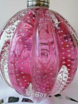 Vintage Murano Archimede Seguso Bullicante Bubble Glass Lamp Base Rare Rose Pink