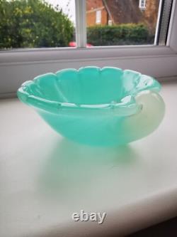 Vintage Murano Archimede Seguso Green Alabastro Shell Form Art Glass Bowl C1960s