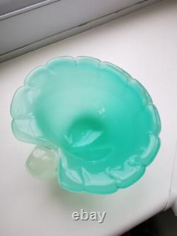 Vintage Murano Archimede Seguso Green Alabastro Shell Form Art Glass Bowl C1960s