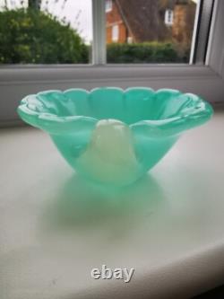 Vintage Murano Archimede Seguso Green Alabastro Shell Form Art Glass Bowl C1960s