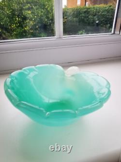 Vintage Murano Archimede Seguso Green Alabastro Shell Form Art Glass Bowl C1960s