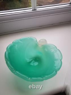 Vintage Murano Archimede Seguso Green Alabastro Shell Form Art Glass Bowl C1960s